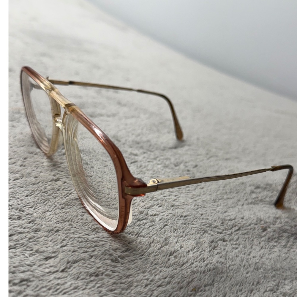Vintage Marchon Sunfade Aviator Eyeglasses Brown Gradient Gold 145mm 80s Retro